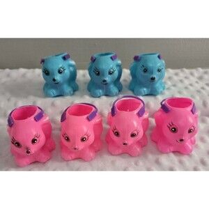 Vintage Easter Blow Mold Bunny Basket Set 7 Mini Candy Oriental Trading Buckets